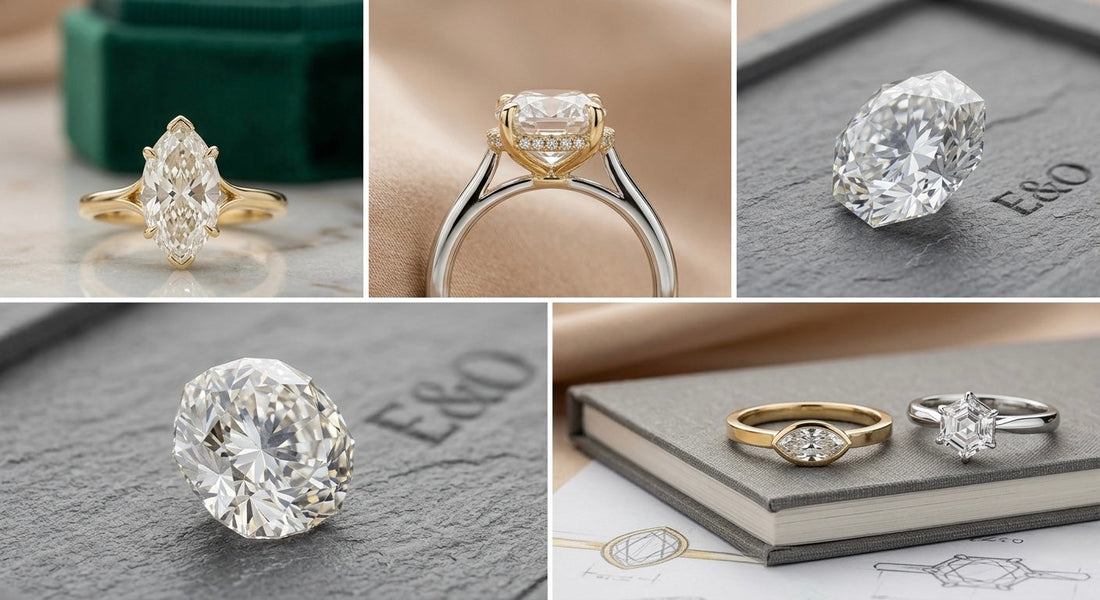 Hidden Halo, Unique Diamond cuts " Diamond Ring Design Trends" Eros & Ore 