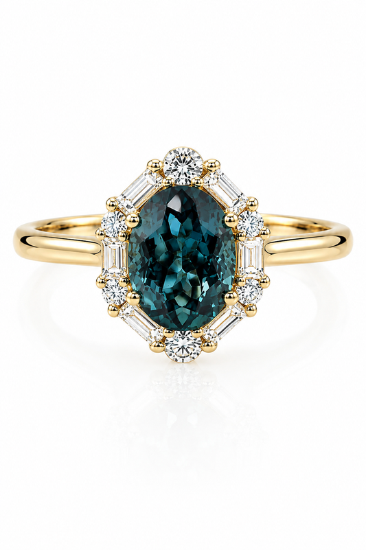 The Cynthia : Natural topaz diamond ring