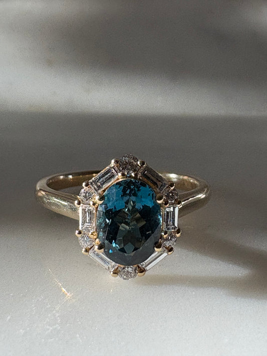 The Cynthia : Natural topaz diamond ring